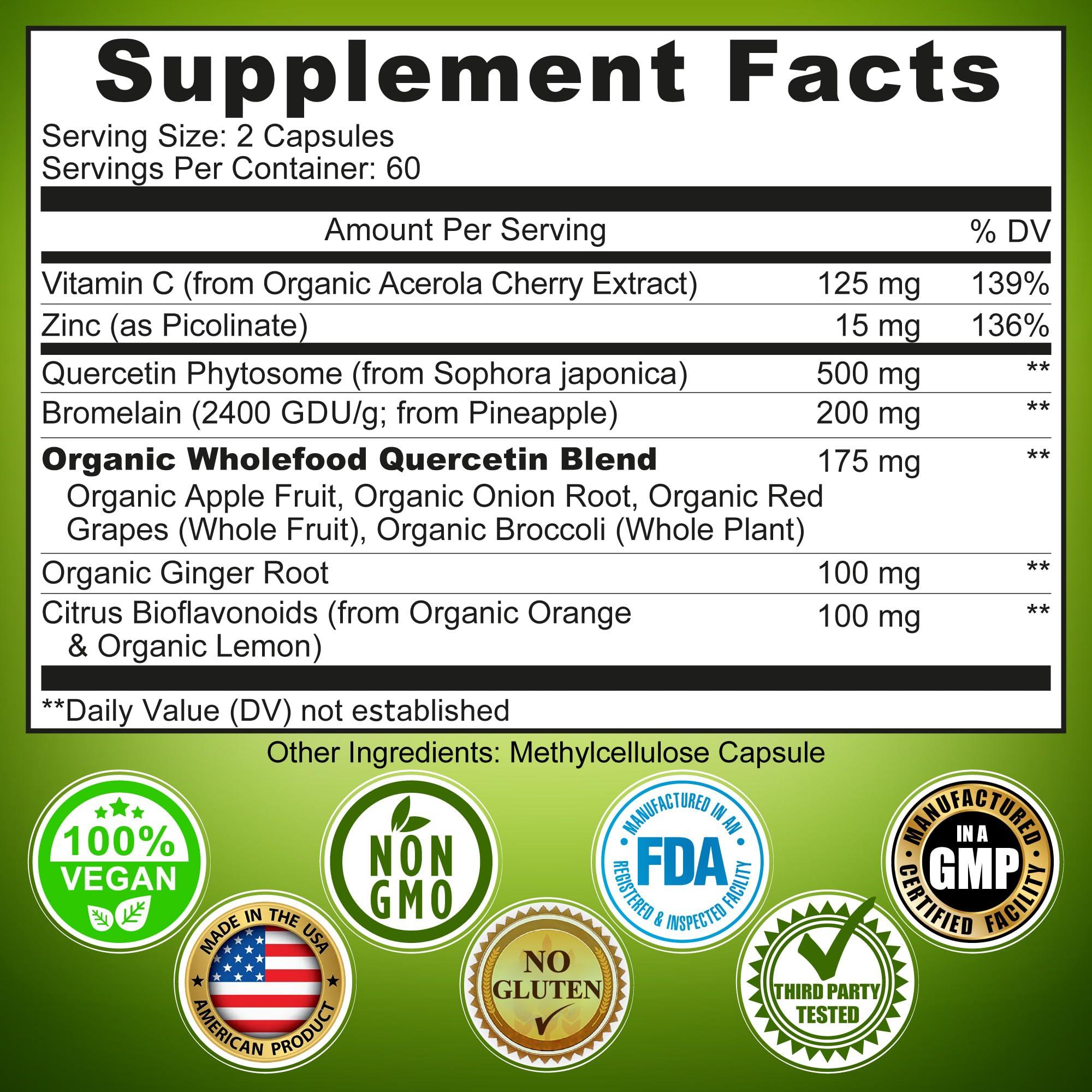 SUPPLEMENTS STUDIO Probiotics with Digestive Enzymes and Prebiotic, 3-In-1 Vegan Multi Enzyme Complex - Bundle up with - Quercetin with Bromelain Vitamin C and Zinc & Liposomal Vitamin C 1500mg Capsules