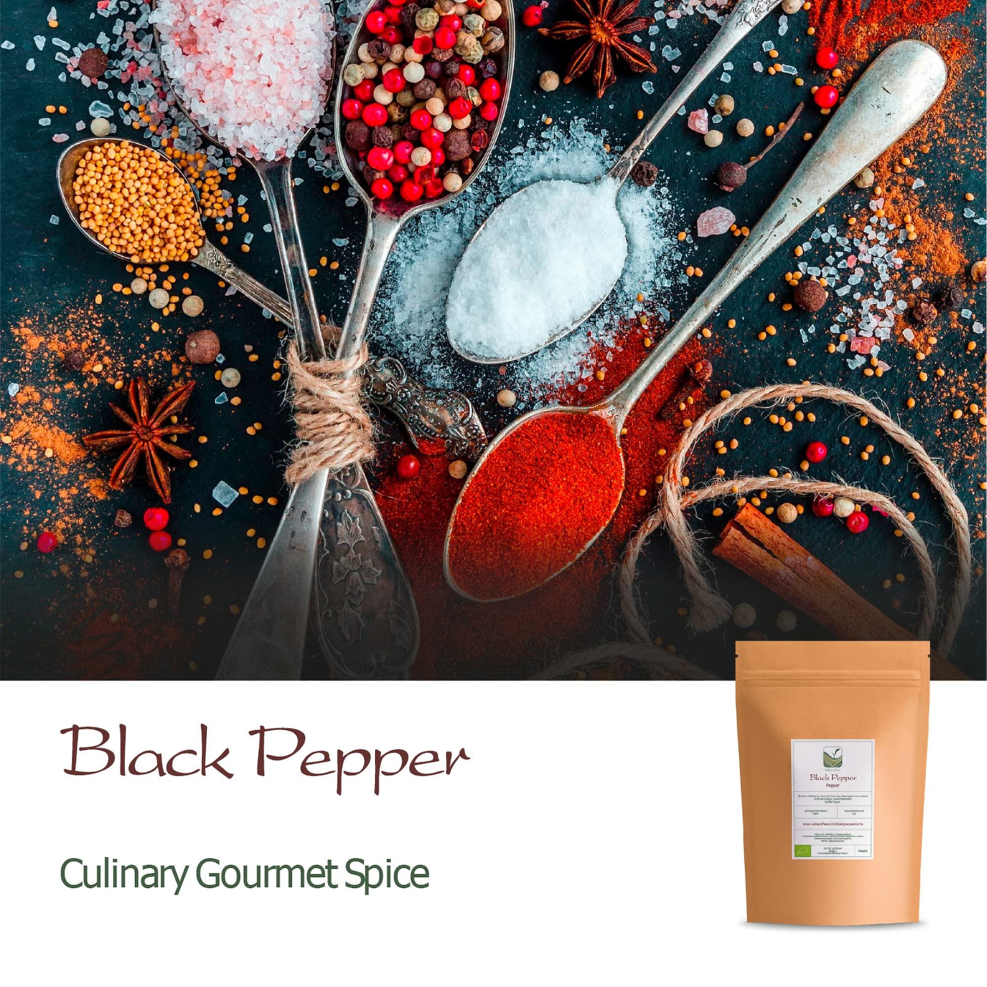 Valley of Tea Black Pepper Whole Corns Organic - Gourmet Black Peppercorn - Black Peppercorns For Grinder Refill - Grinder Peppers Peppercorns Whole Pepper Corns Pepper Corn For Grinding Pepper Whole Pepercorn 100g