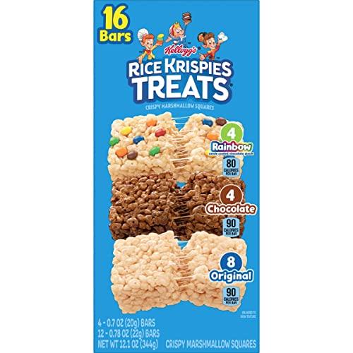 RICE KRISPIES TREATS Rice Krispies Treats Crispy Marshmallow Squares, Kids Snacks, Cereal Bars, Variety Pack, 12.1oz Box (16 Bars)