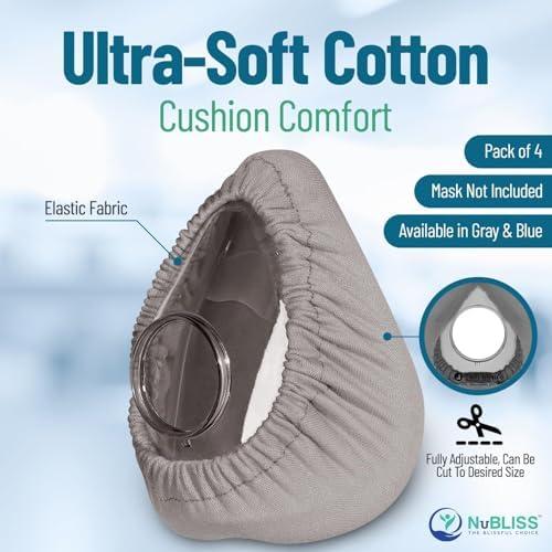 NuBliss CPAP Mask Liners - FSA & HSA Eligible 4-Pack Soft Cushion Mask Cover Compatible with F20 & F10 Mask, A Variety of Nasal Masks, Mouth Masks, and Most Full Face Masks - Washable, Reusable, Lightweight