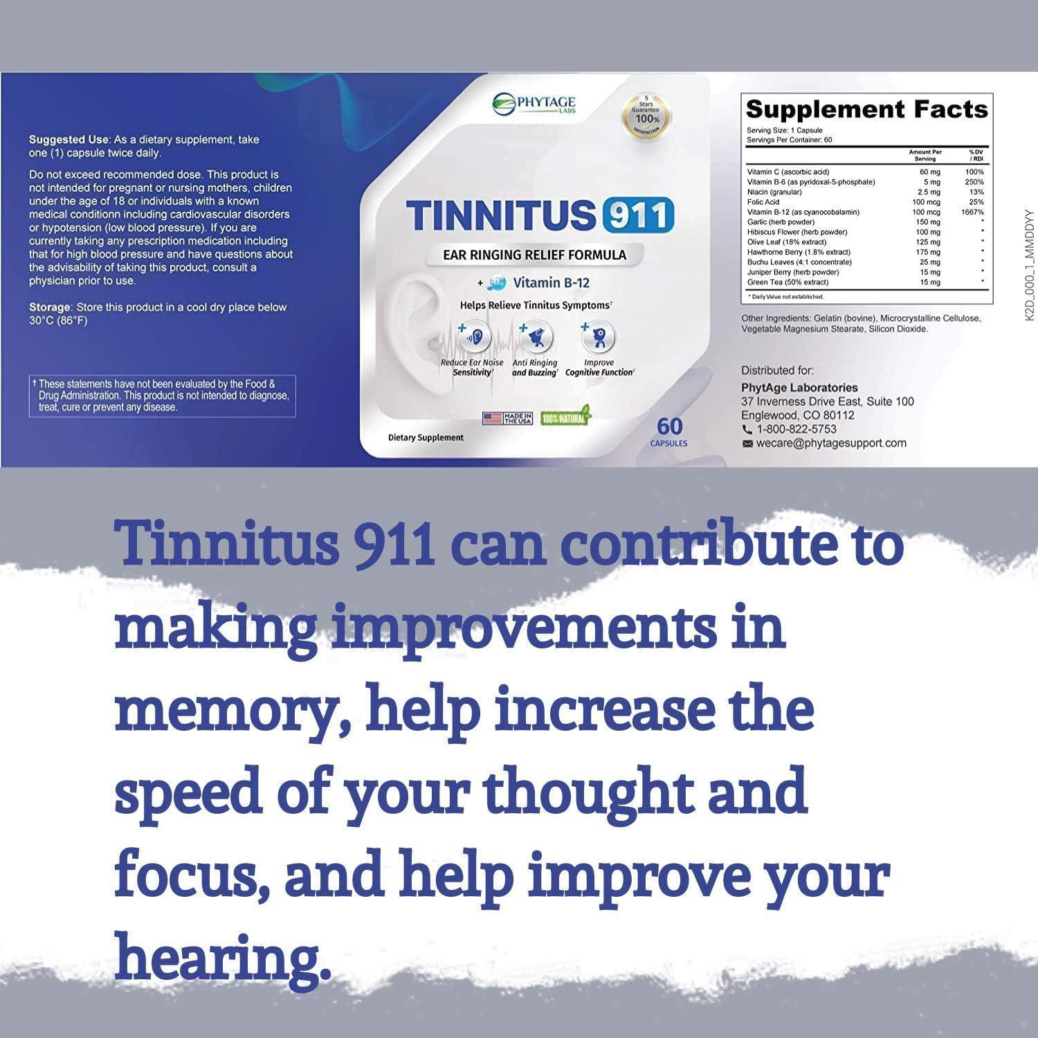 Phytage Labs Phytage Labs Tinnitus 911 - Tinnitus Relief Supplement - Ear Ringing Relief - 2 Pack