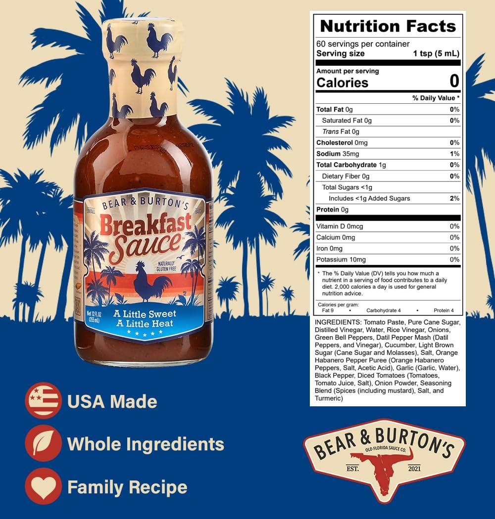 Old Florida Sauce Co. Bear and Burton\'s Breakfast Sauce | A Savory Breakfast Sauce from The Makers of W Sauce | 12 Fl Oz