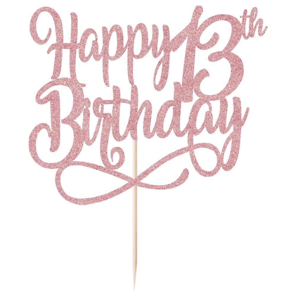 Qertesl Rose gold Happy 13th Birthday Cake Topper,Cheers to 13 Years,happy 13th Birthday Cake Topper,13th Anniversary Cake Topper men and women 13 years old happy birthday Party Decoration