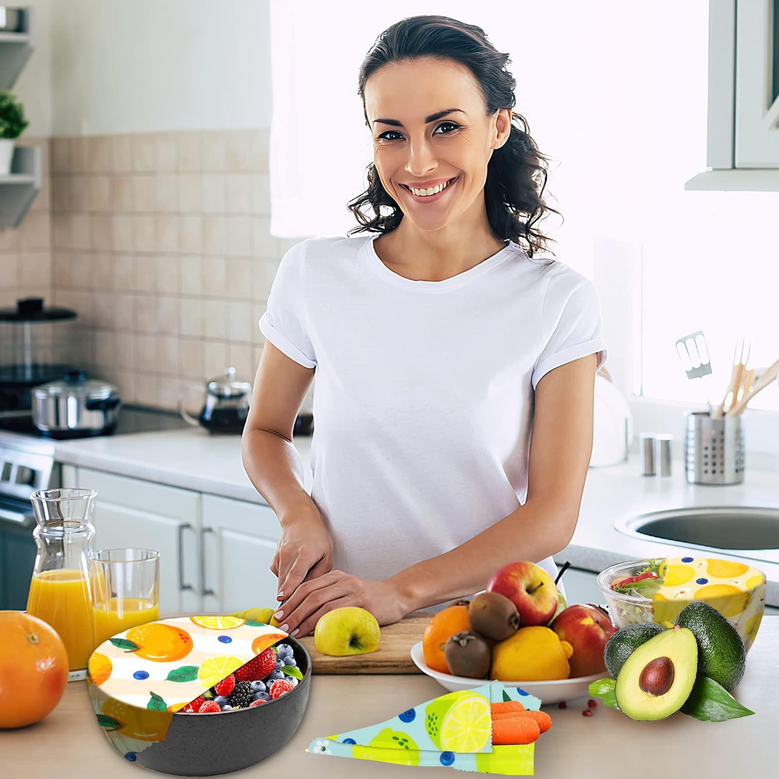 WDG Reusable Beeswax Wrap - 9 Pack, Beeswax Wraps for Food, Eco-Friendly Beeswax Food Wrap, Organic, Sustainable, Biodegradable, Zero Waste, Plastic-Free Food Storage (1L Orange | 3M Lemon | 5S Pear)