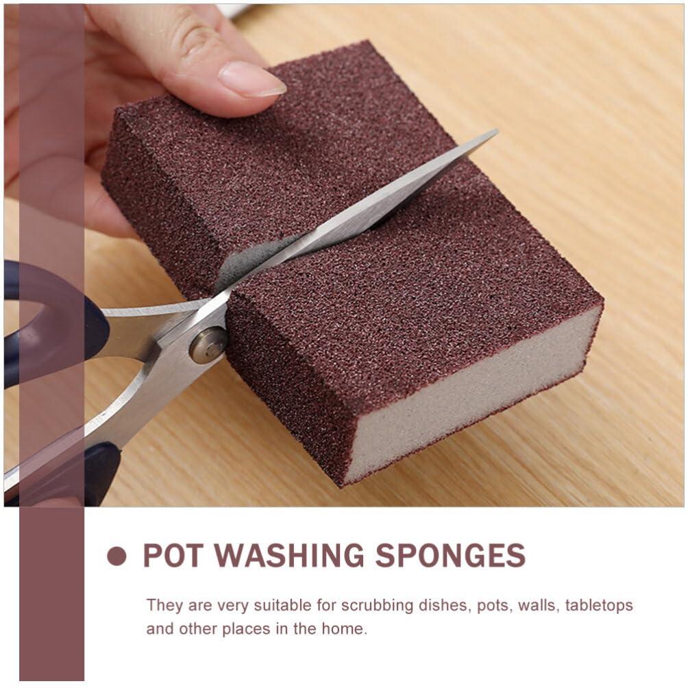 KALLORY 10pcs Dish Sponge Natural Sea Sponge Bulk Polishing Pad Cleaner Year of Cake Toppercarborundum Sponge Brush Natural Dishwasher Kitchen Dish Brown Pot