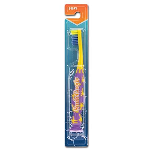 Practicon SmileGoods Y272 Child Toothbrush, Soft, Suction Cup, Individually Packaged Toothbrushes, Assorted Colors, Bulk Pack of 72