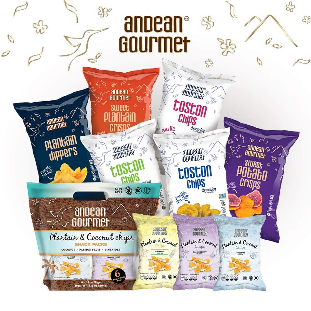 Andean Gourmet ANDEAN GOURMET Garlic Toston Chips 10oz (Pack of 3) - Gluten Free, All Natural, NON-GMO and Kosher - Plantain Dipping Chip