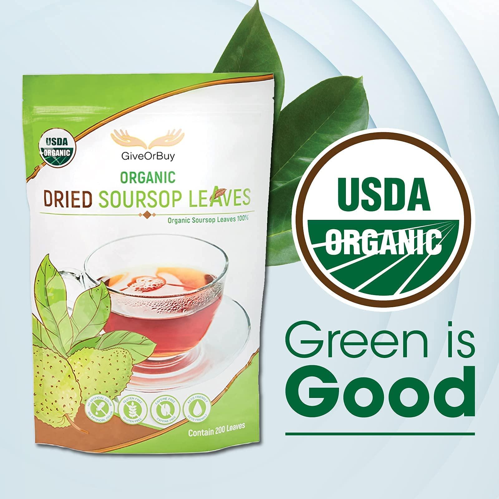 GIVEORBUY Butterfly Pea Flower 1.75 Oz Include Soursop Leaves USDA Organic (200 Leaves) Resealable Bag by GiveOrBuy
