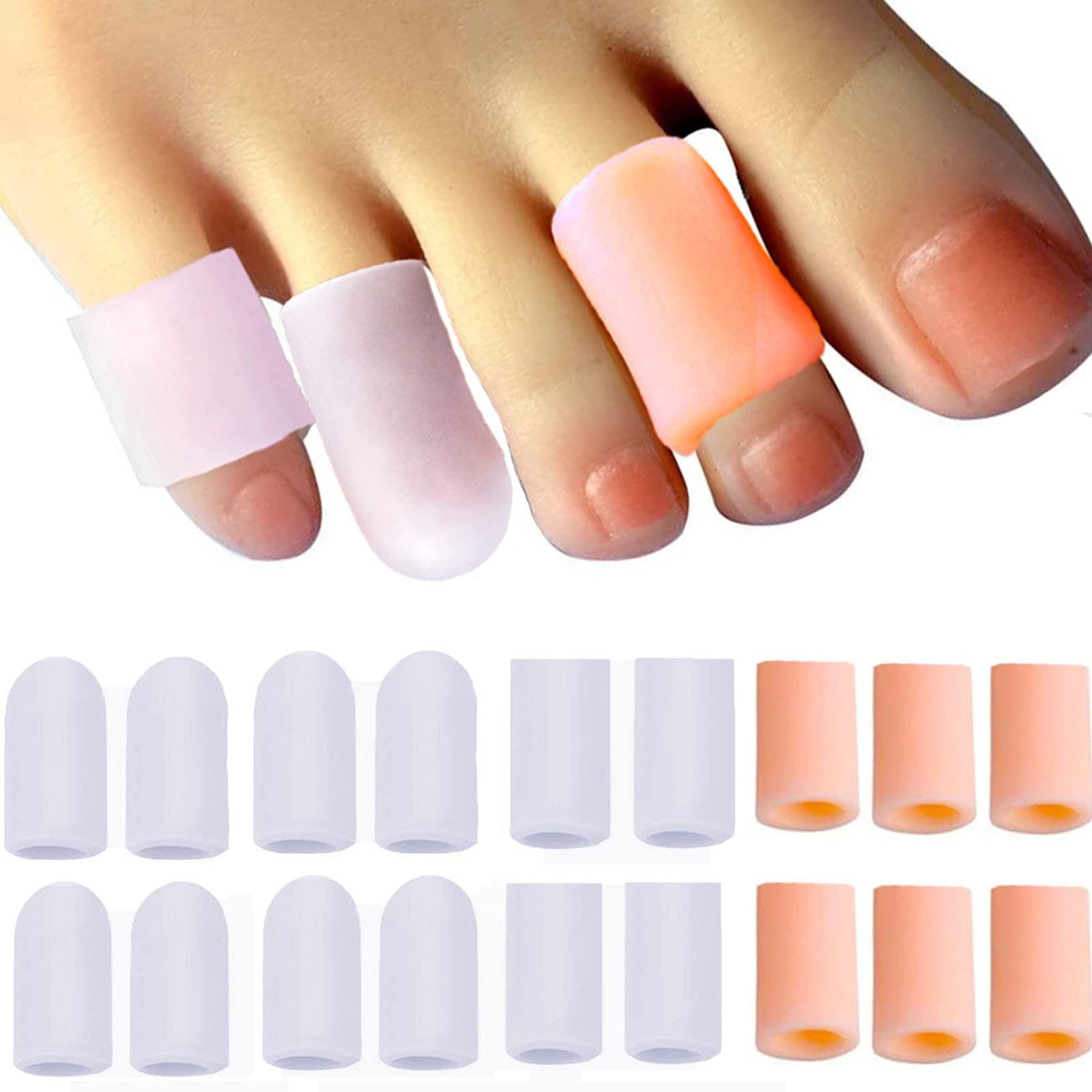Reppkyh 24 Pack Gel Pinky Toe Protectors, Silicone Small Toe Caps, Gel Little Toe Sleeves For Corns, Little Toe Tubes, 2 Different Sytle Reduct Friction from Shoes Blisters, Calluses, Hammer Toes