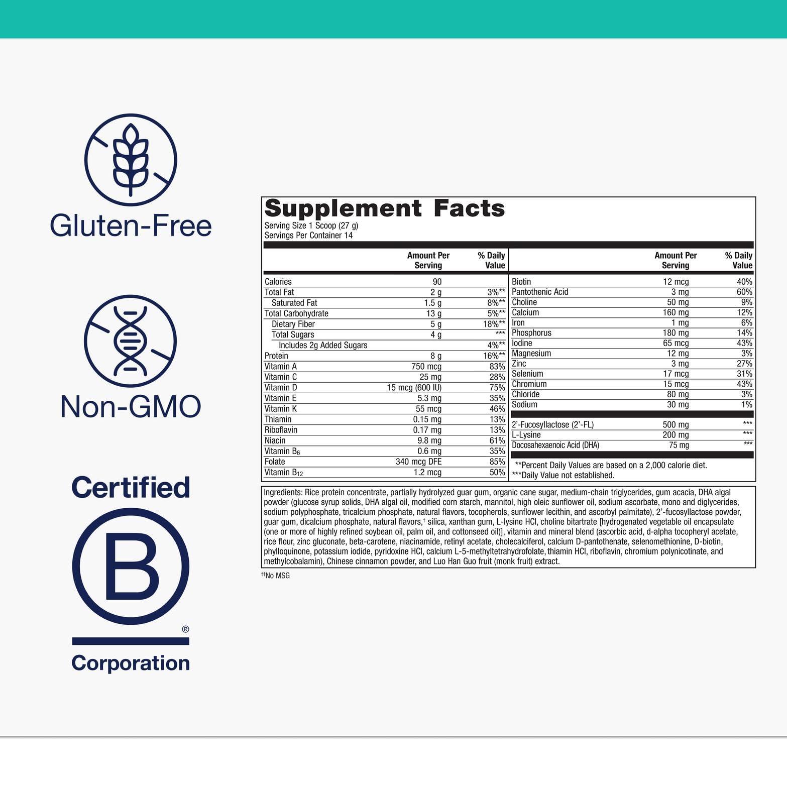 Metagenics Metagenics MetaKids Nutrition Powder - Kids Multivitamin Powder - with a Prebiotic, DHA, Protein & Amino Acids - Complete Protein - Non-GMO & Gluten-Free - Vanilla - 13.33 oz