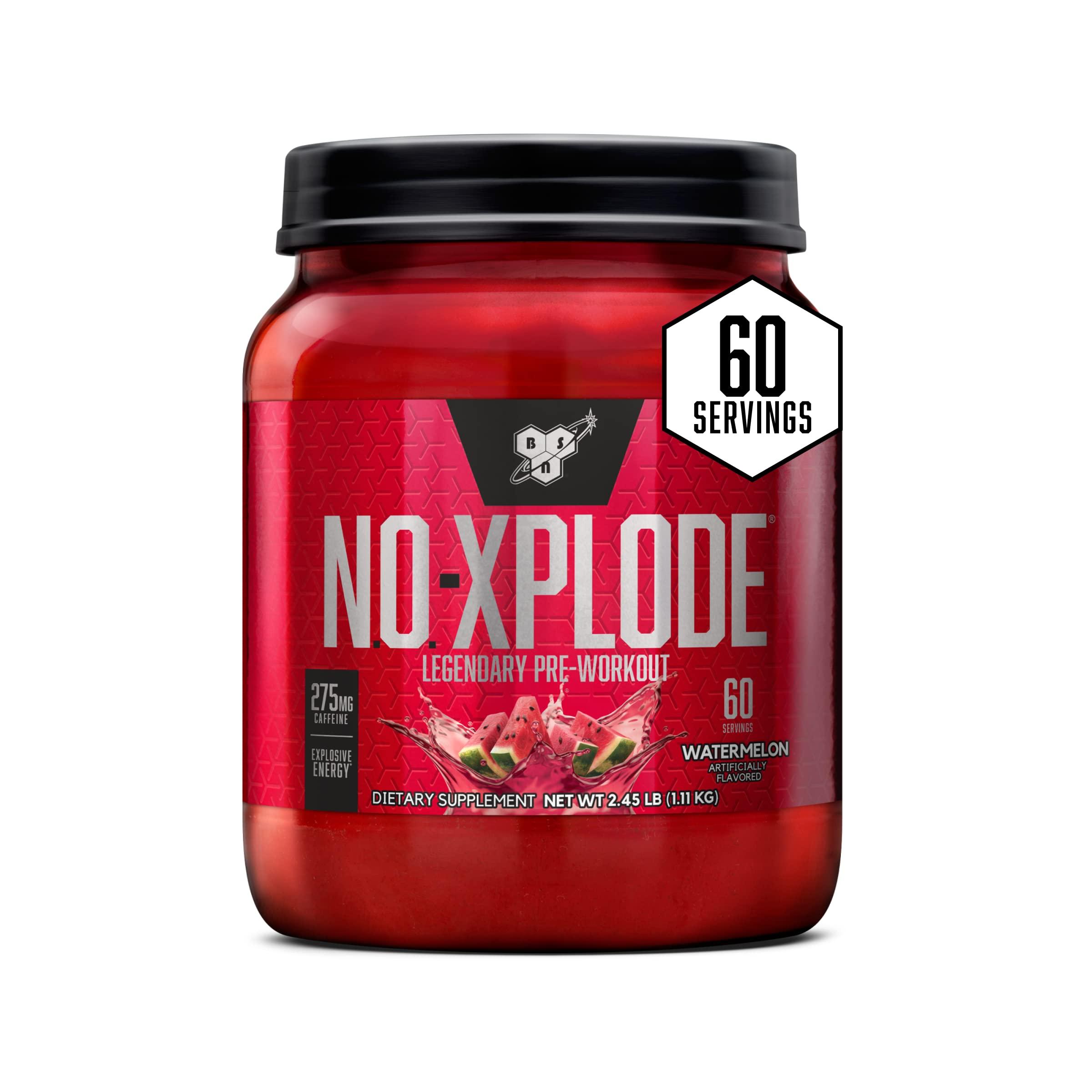 BSN BSN N.O.-XPLODE Pre Workout Powder, Energy Supplement for Men and Women with Creatine and Beta-Alanine, Flavor: Watermelon, 60 Servings