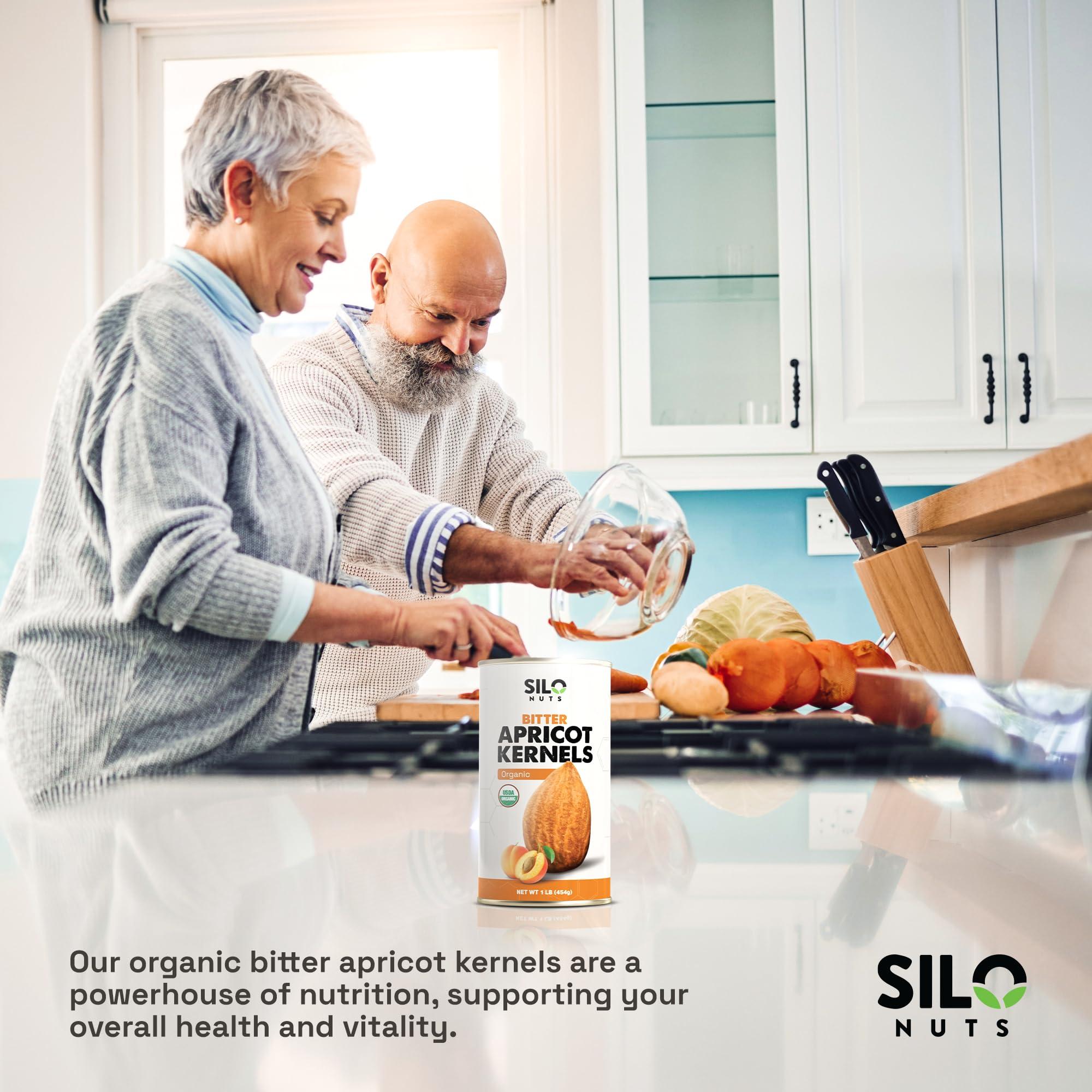 SILO NUTS SILO Nuts Organic Bitter Apricot Kernels - USDA Certified Organic Bitter Apricot Seeds - Natural & Non-GMO, Premium Quality Kernals, No Sulfur or Additives - 16 oz