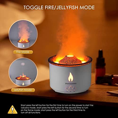 YMYMGGI YMYMGGI Volcano Diffuser Aromatherapy Oil Humidifier 2 Mist Mode Flame Humidifier,360ML Timer and Waterless Auto-Off Double Color with Remote Control for Home Office