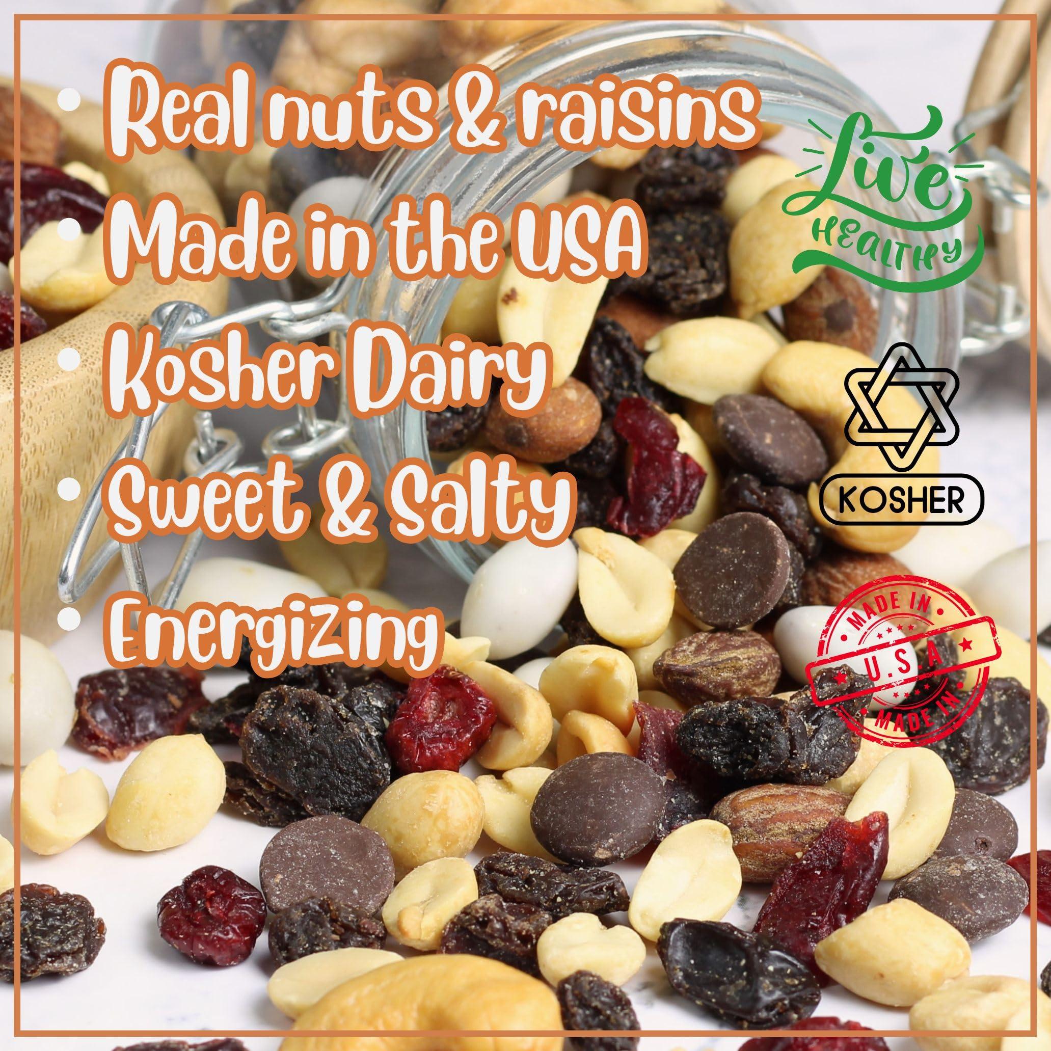It's Delish Deluxe Trail Mix with Greek Yogurt, Chocolate, Fruit and Nuts by Its Delish 2.5 lbs Jumbo Container Healthy Mix of Greek Yogurt Coated Raisins & Dark Chocolate Chips, Dried Fruit and Nuts, Certified Kosher Dairy