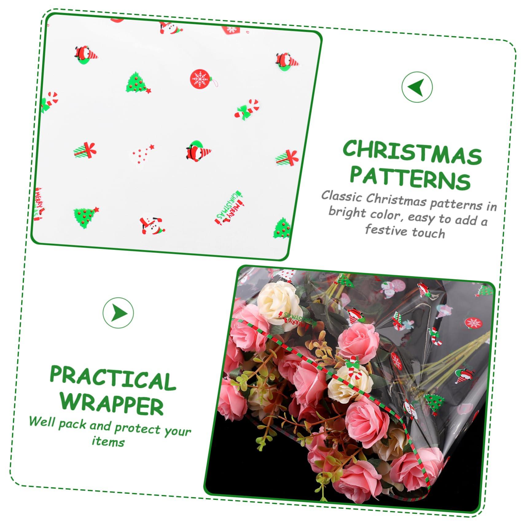PRETYZOOM PRETYZOOM 100FT Christmas Cellophane Wrap Roll 2.5 Mil Cellophane Wrapping Paper to Christmas Flower Baskets Arts Crafts Christmas Party Flower Gift Baskets Food Arts Crafts