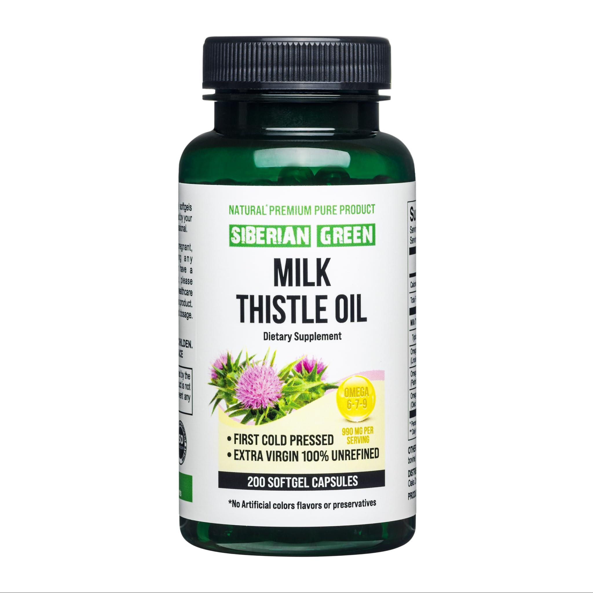 Siberian Green Siberian Green Milk Thistle Oil Capsules 200 Softgels Wild Harvested Siberia Altai Cold Pressed Unrefined
