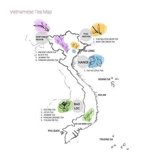 TRA VIET TRAVIET TRAVIET Gift Set | Gifts For Holiday | The Best Collection For Vietnam Tea Sampler 6 Tastes | Oolong Tea - Loose Leaf Black Tea - Ancient Green Tea - Jasmine Tea - English Breakfast Tea - Ginger Tea