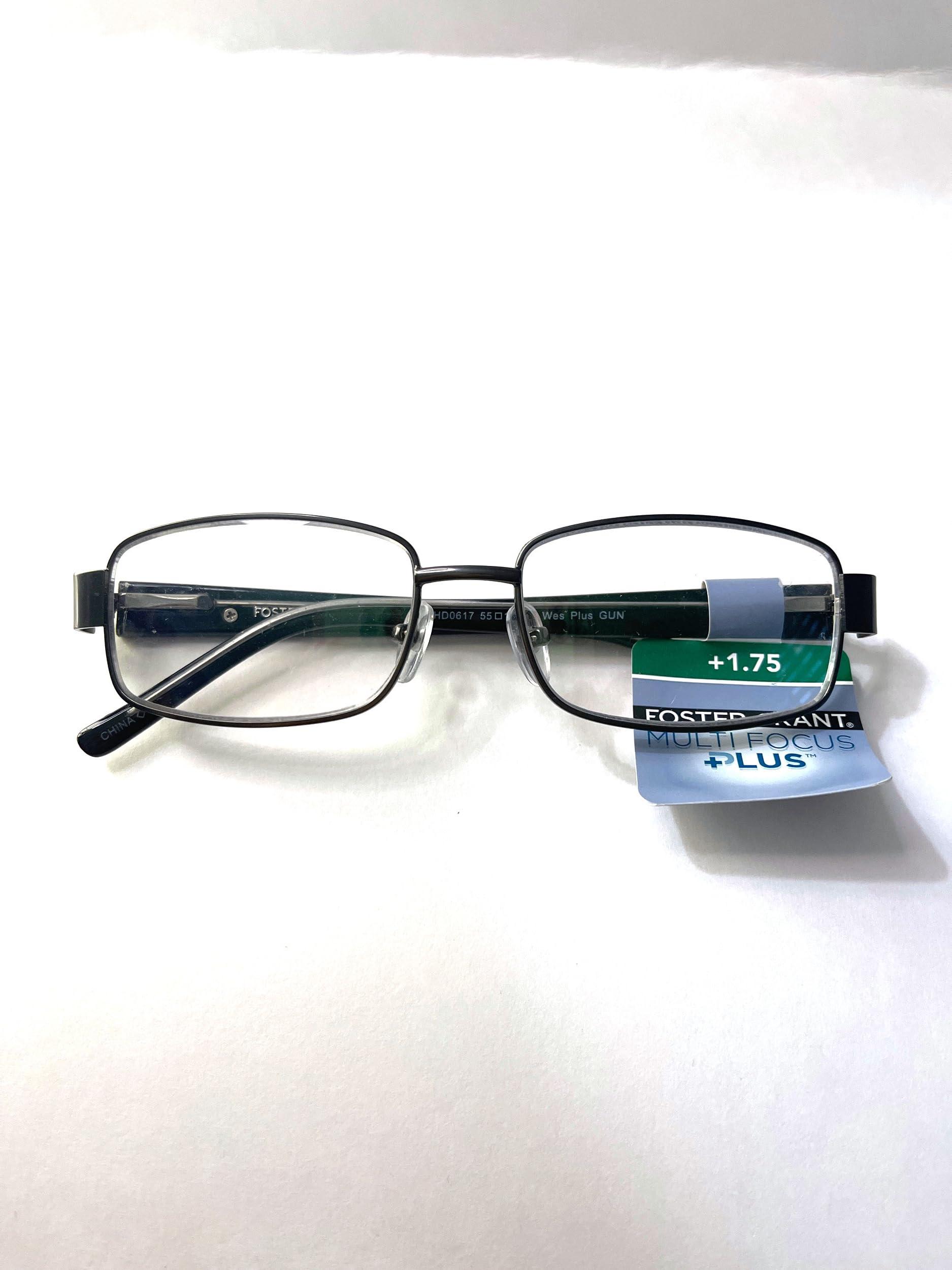 Foster Grant Foster Grant Multifocus Reading Glasses Wes Gunmetal Color +1.75
