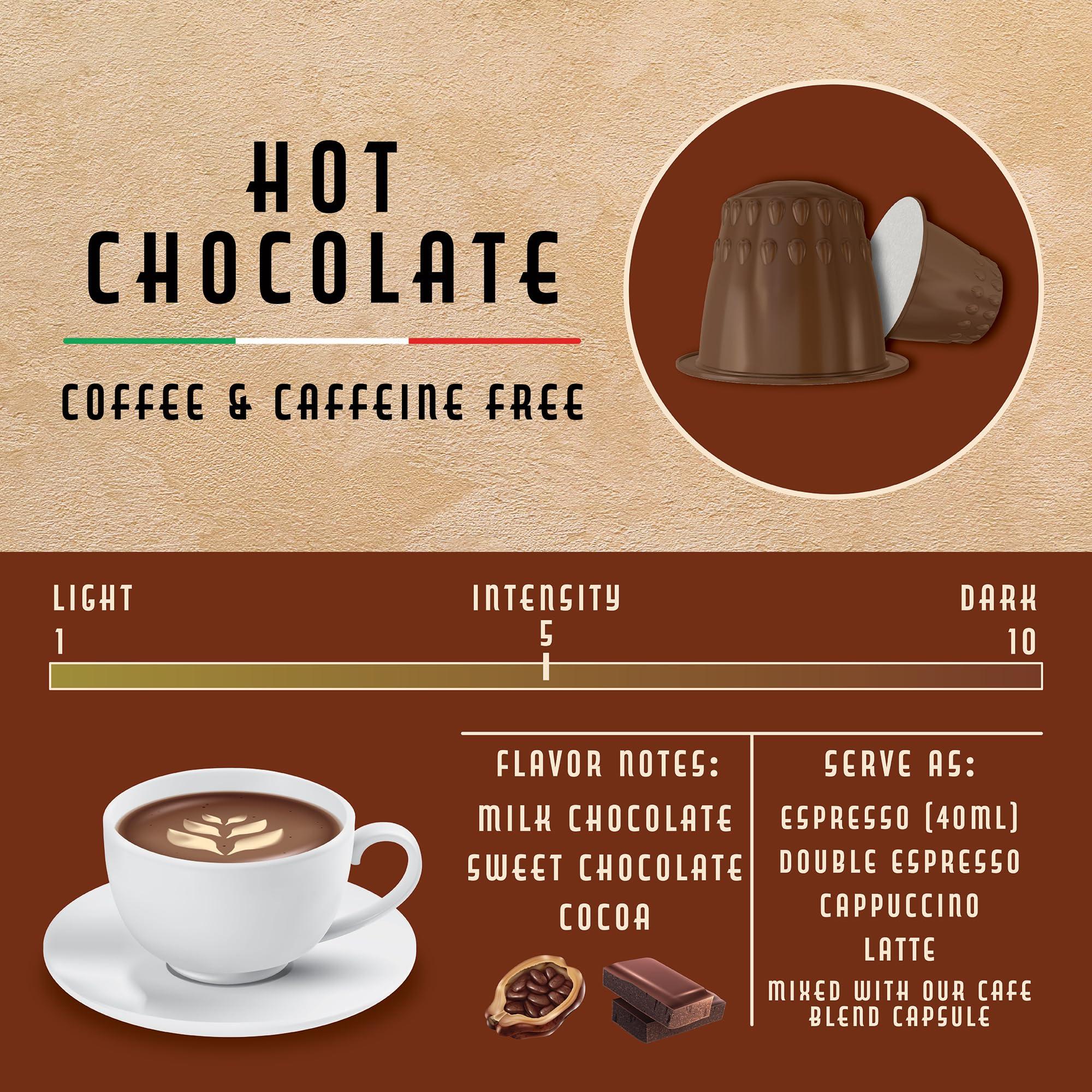 Origin Espresso Hot Chocolate Capsules for Nespresso Original Machine 30 Count Hot Cocoa Pods, Single-Serve Nespresso Original Line Compatible, Made in Italy (Hot Chocolate, 30)