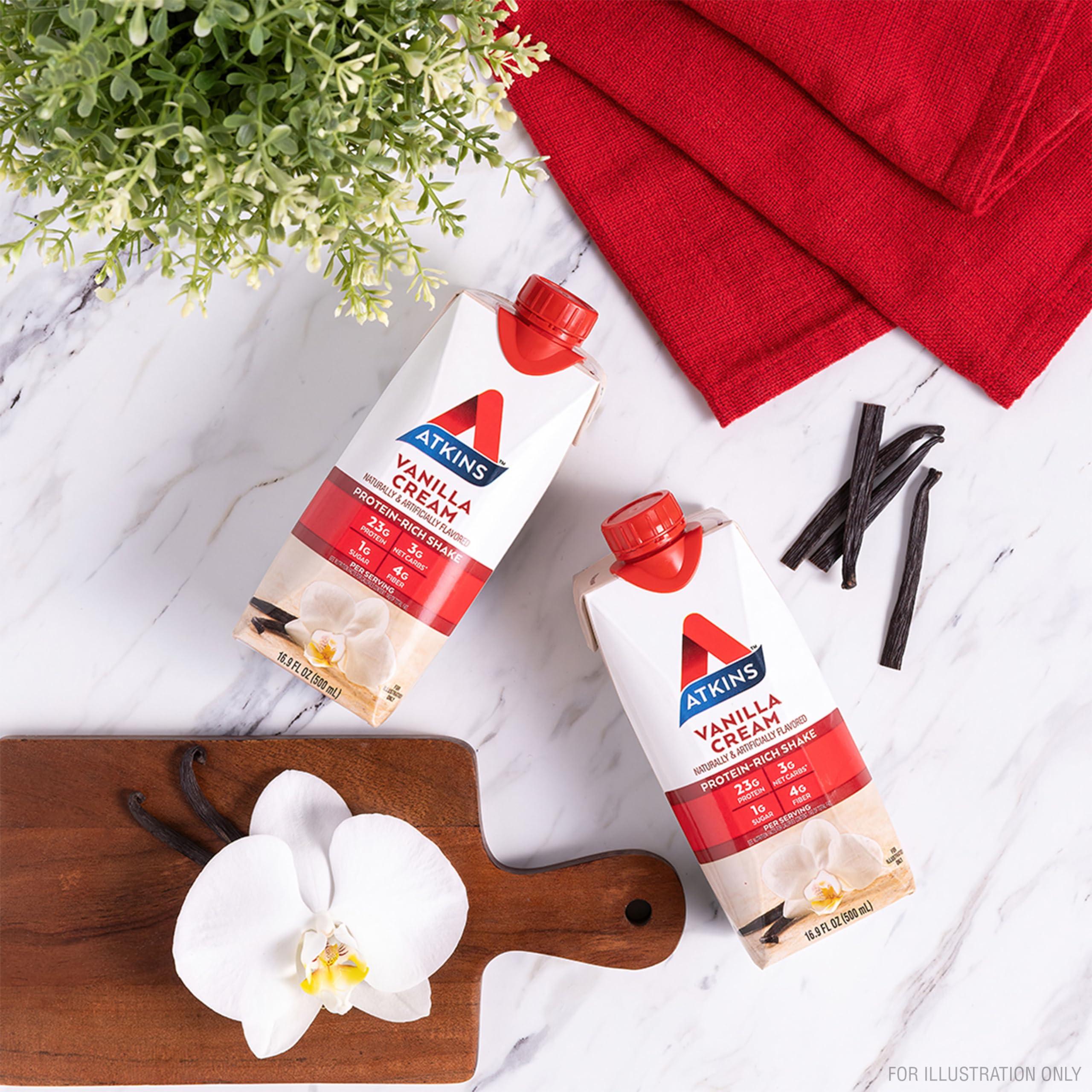Atkins Atkins Vanilla Cream Meal Size Protein Shake, 23g Protein, Low Glycemic, 3g Carb, 1g Sugar, Keto Friendly