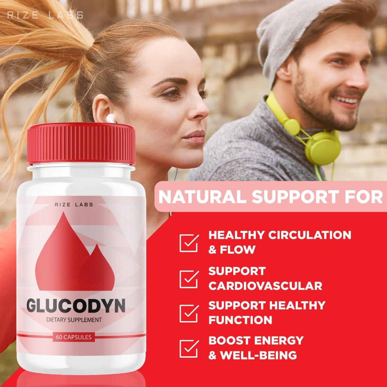 rize labs Glucodyn - Glucodyn Supplement, Advanced Formula for Overall Wellness Boost, Glucodyn to Energize Your Every Day for Peak Performance, Gluco Dyn Reviews (60 Capsules)