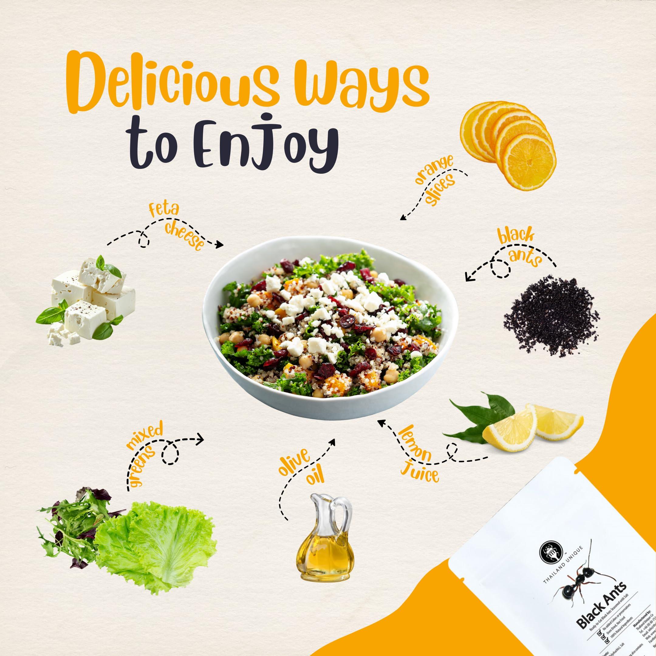 Thailand Unique Thailand Unique Black Ants Salted - 5 Gram Bag of Dyhydrated Edible Insects for Humans, Healthy Superfood Bugs Weird Unusual Snack Gift