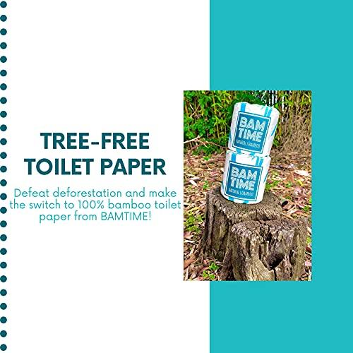 BAMTIME Toilet Paper, 100% 3ply Bamboo Toilet Paper, 24 Rolls, 300 sheets, 7200 Count, pack of 24, plastic free, Tree free, Biodegradable