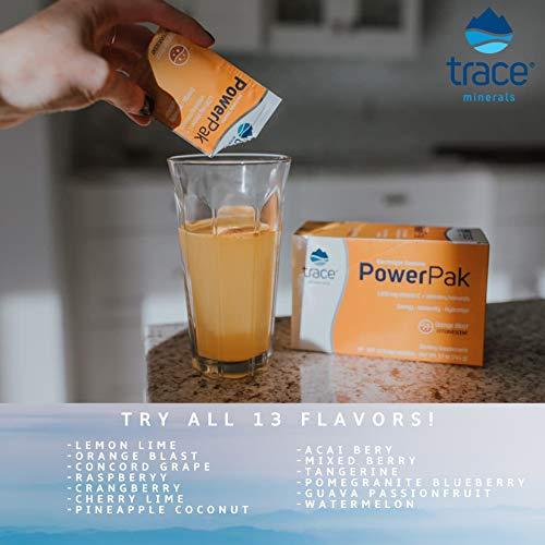 Trace Minerals Trace Minerals | Electrolyte Stamina Power Pak | 1200 mg Vitamin C | Non-GMO | Lemon Lime, Orange Blast, and Concord Grape | 30 Packets Variety (Pack of 3)