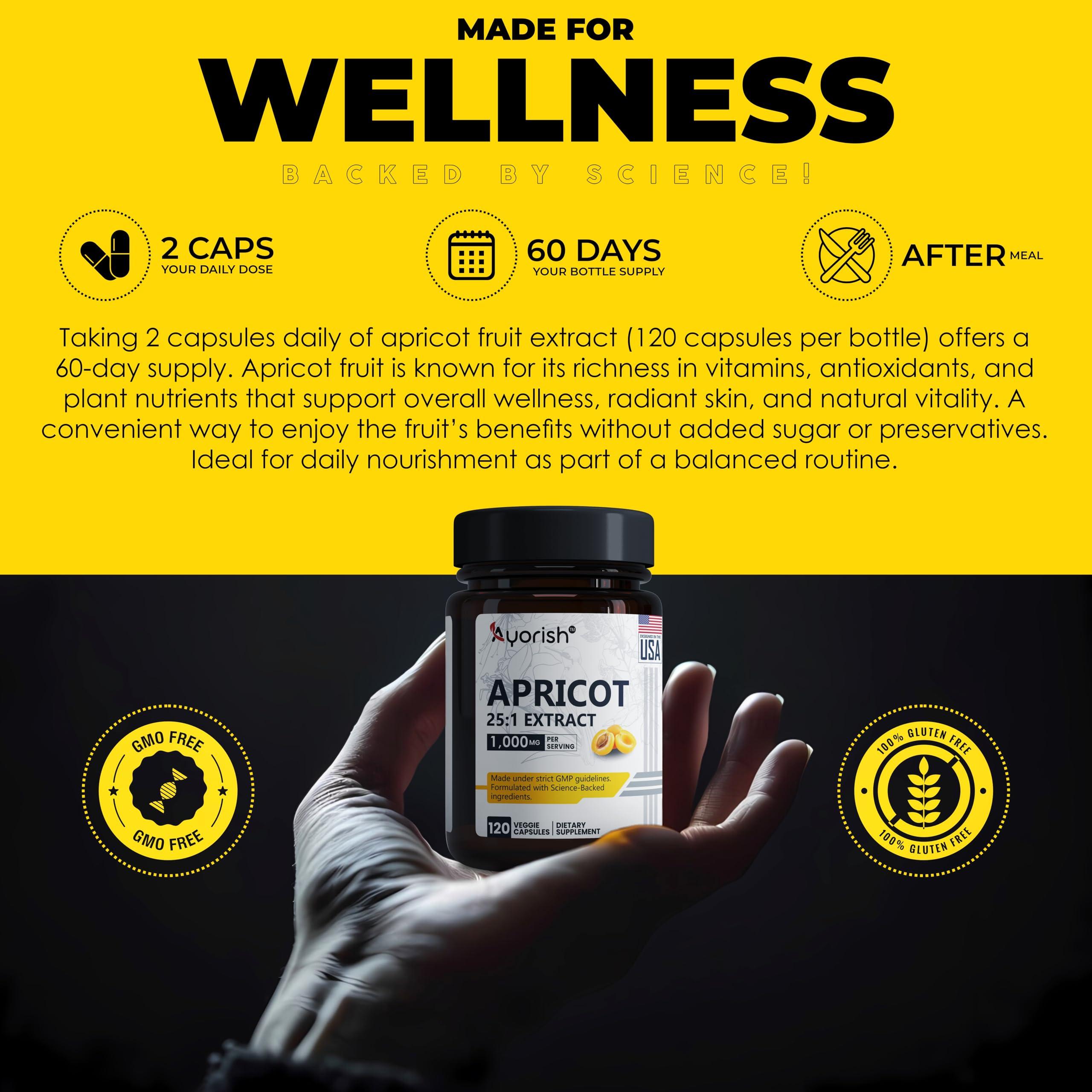 Ayorish Ayorish Apricot Capsule 15:1 (120 Veg Capsules) 1000 mg Serving