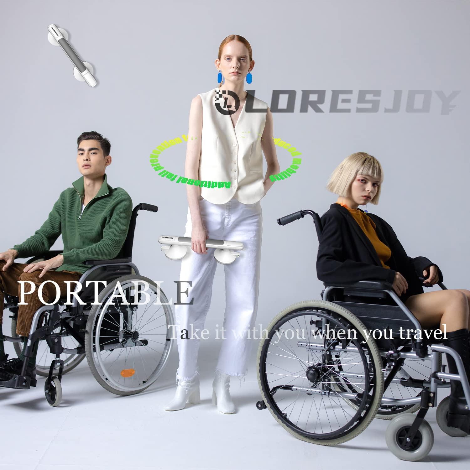 LORESJOY LORESJOY Shower Handles for Elderly Suction, 2 Pack Grab Bars for Bathtubs and Showers, Suction Grab Bars for Shower, Heavy Duty No Drilling Shower Bars Safety for Seniors