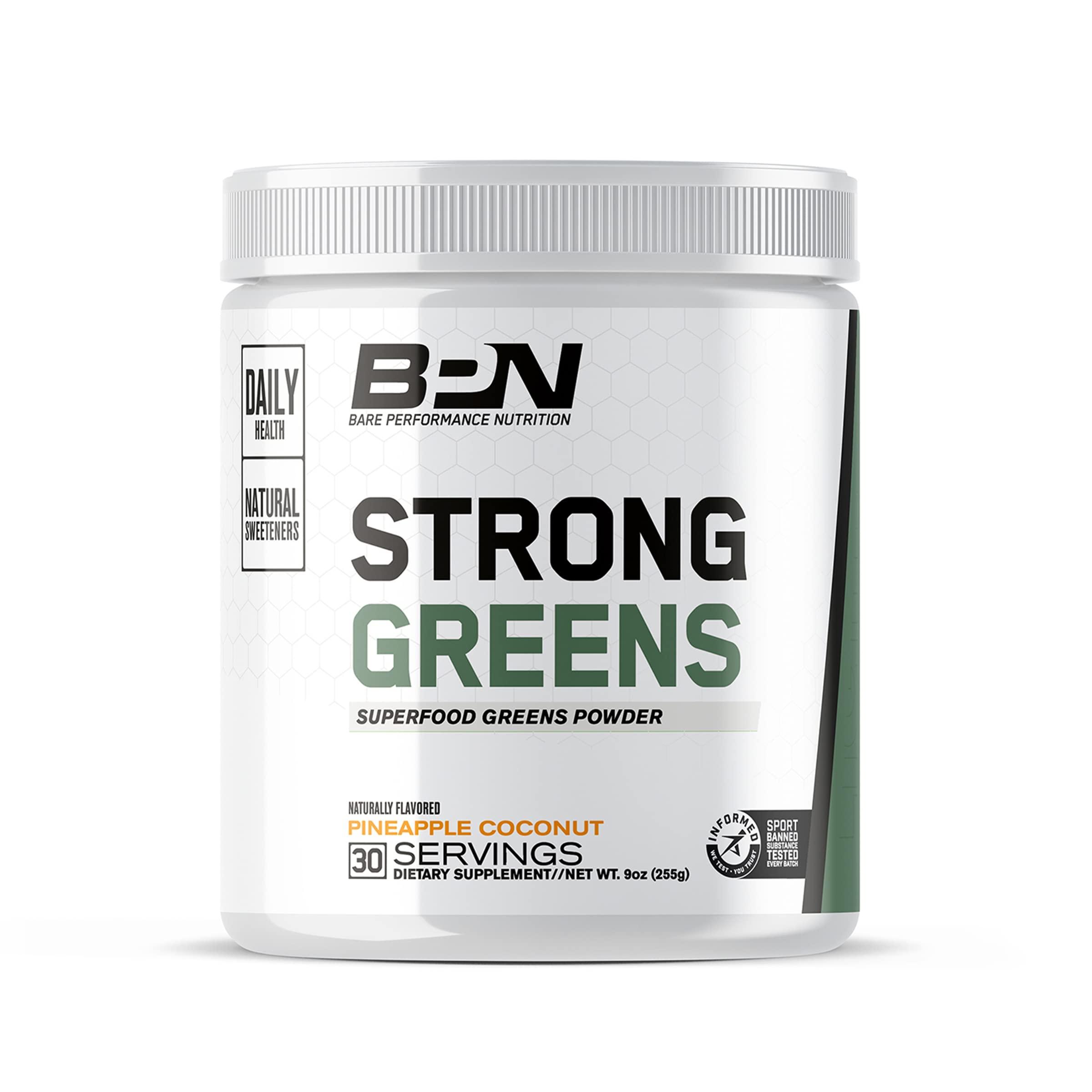 BARE PERFORMANCE NUTRITION BARE PERFORMANCE NUTRITION BPN Vegan Peanut Butter Cookie Protein + Strong Greens Pineapple Coconut Bundle