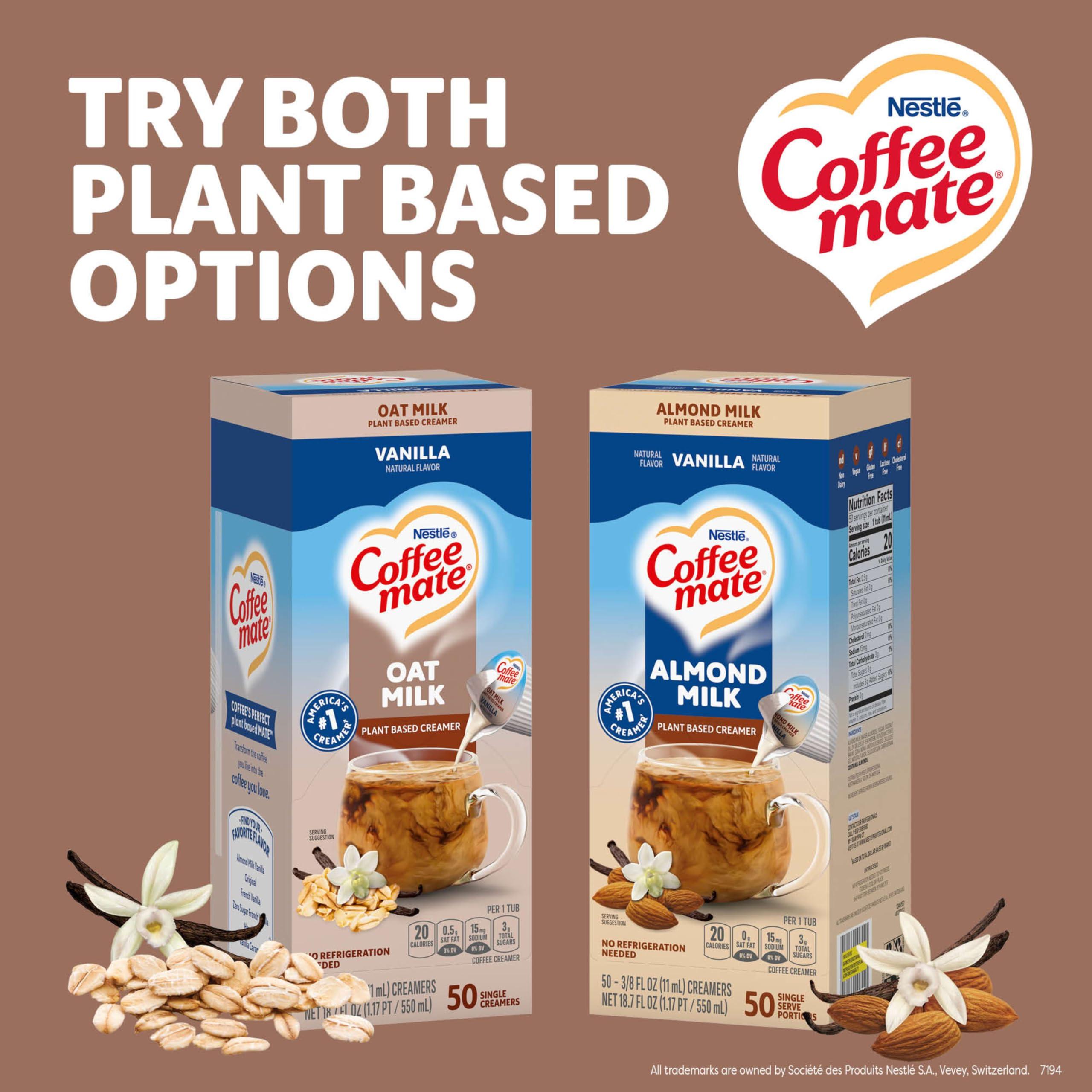 Nestle Coffee mate Nestle Coffee mate Coffee Creamer, Oat Milk, Vanilla Natural Flavor, Liquid Creamer Singles, Plant-Based, Non Dairy, No Refrigeration, 0.375 fl oz Tubs (Pack of 200)