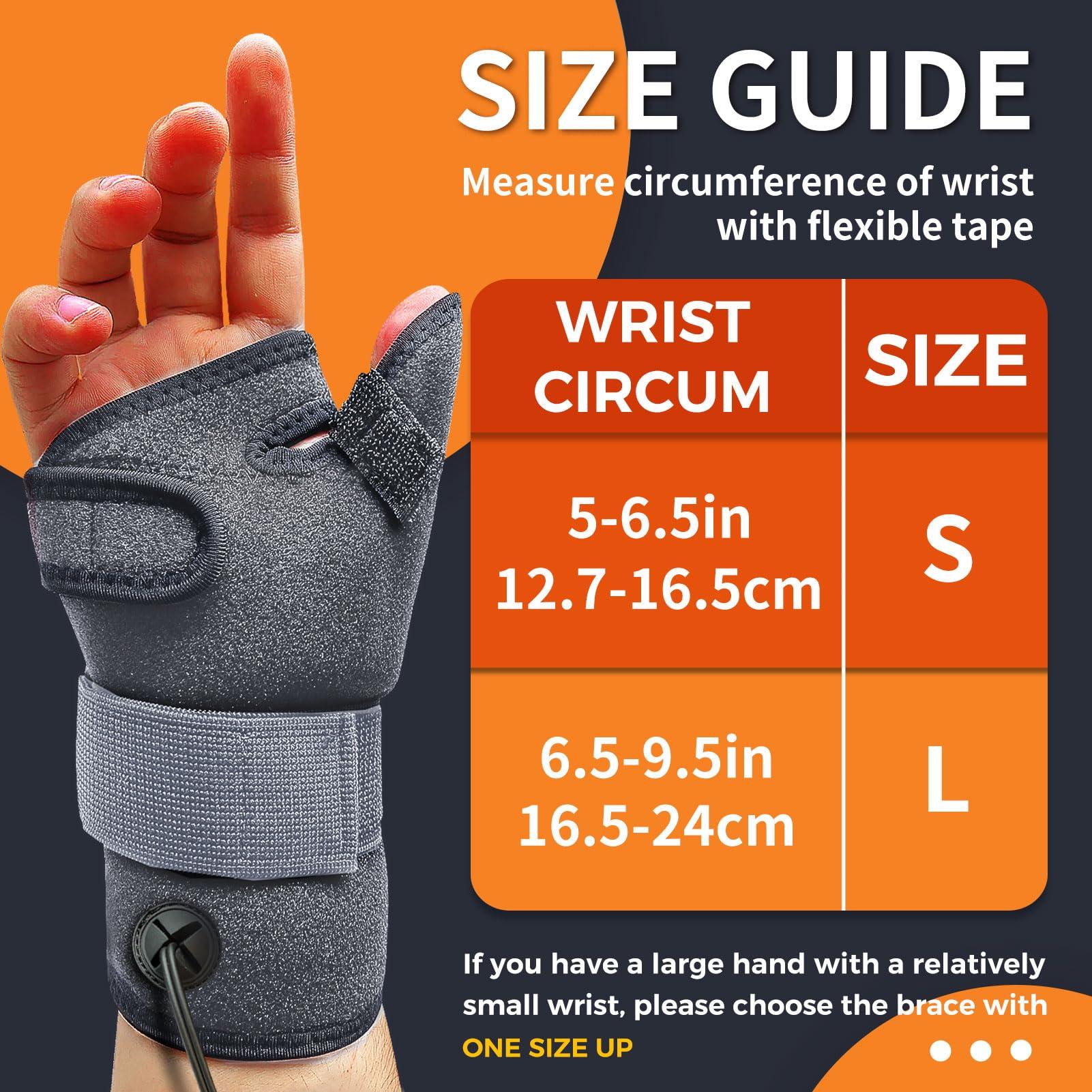 ELEKHEAL Wrist Thumb Brace Heating Pad for Arthritis and Carpal Tunnel Relief, Heated Wrap for Sprains Trigger Thumb, De Quervain\'s Tenosynovitis, Tendonitis Wrist Hand Pain Relief - Left Right Hand(L/XL)