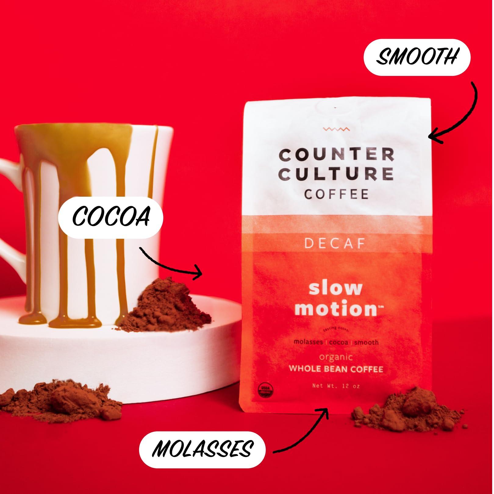 Counter Culture Coffee Counter Culture Coffee Slow Motion Decaf - Medium Roast, Organic, Sustainably Farmed, Kosher, Whole Bean Coffee, 12 oz (1 Bag)