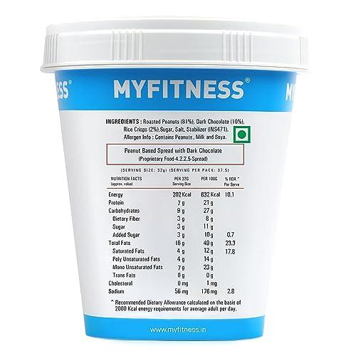 MYFITNESS PEANUT BUTTER MYFITNESS Peanut Butter Chocolate Crispy Non-GMO Gluten-free No Preservative All Natural Ingredient High Protein Made with American Recipe (17.9 Ounce)