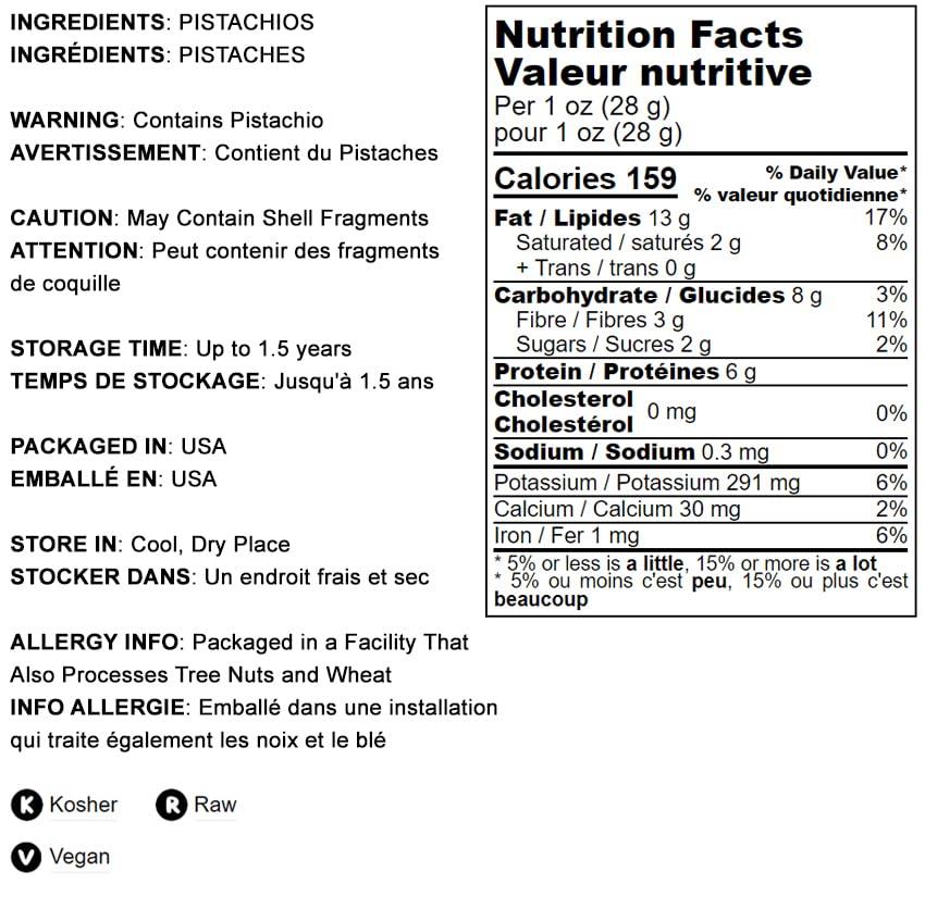 Food to Live Food to Live No Shell Pistachios, 12 Ounces Unsalted, Kernels, Sirtfood, Bulk. Pistachios Individual Packs. Wonderful Keto and Paleo Snack