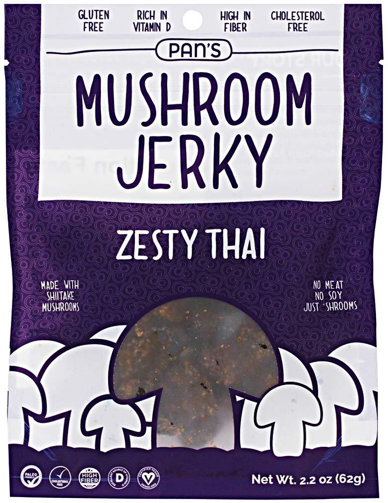 Pan's Pan's, Mushroom Jerky, Zesty Thai Flavor (Meat-free), 2.20 oz (Pack of 3)