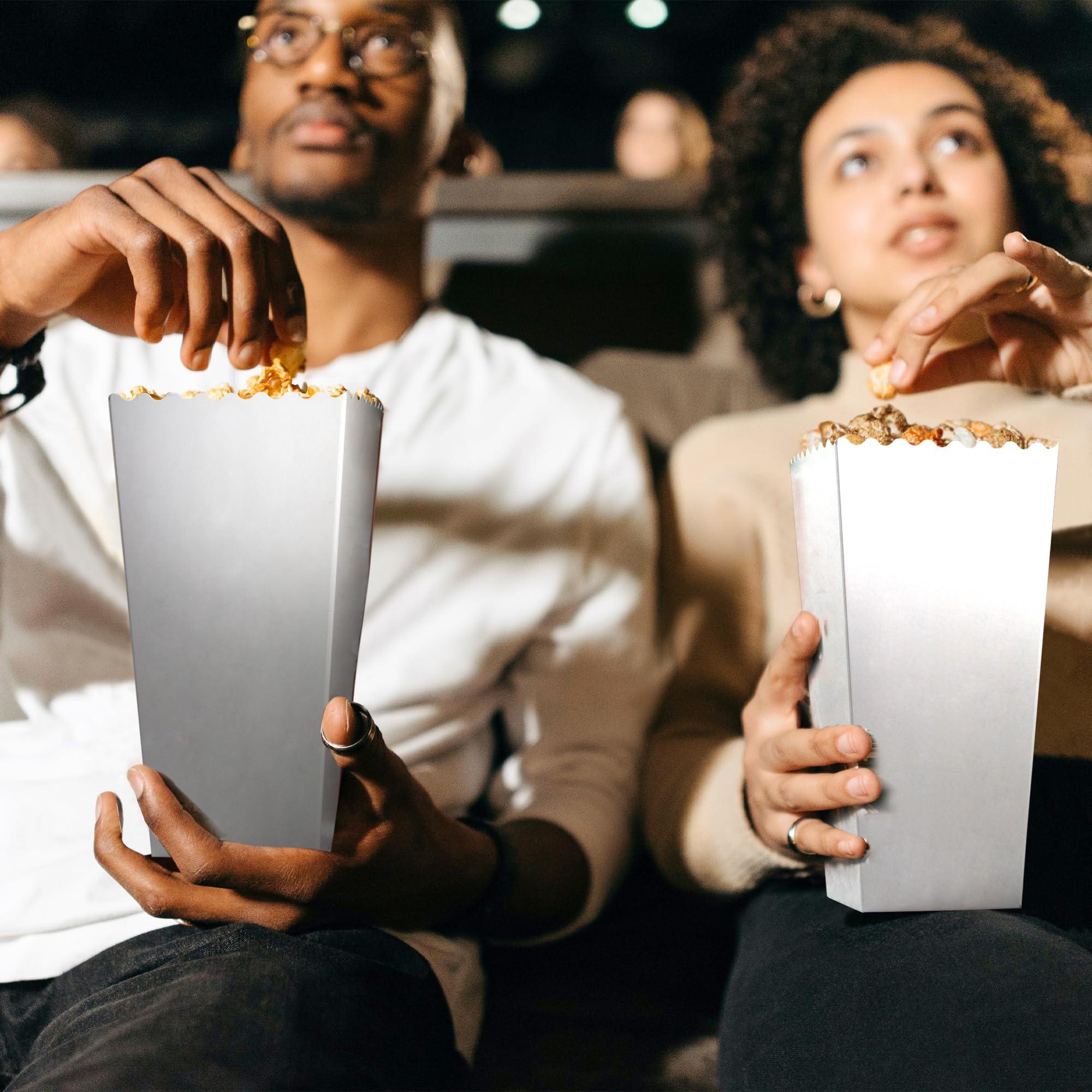 Novelty Place Novelty Place 12 Pcs White Popcorn Boxes, 46 oz White Cardboard Popcorn Container for Movie Night Party - 7.8" Tall x 3.9" Square