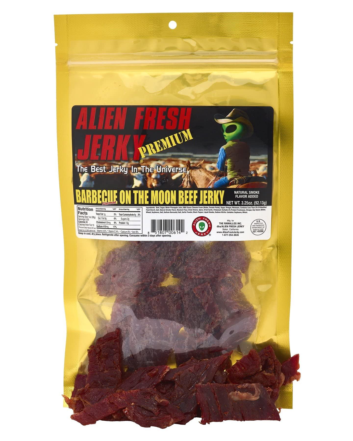 Alien Fresh Jerky Alien Fresh Jerky - Classic - Barbeque On The Moon - BBQ Beef Jerky - Premium Beef - Low Calorie Snack - The Best Jerky In The Universe - 3.25 OZ - Made In USA