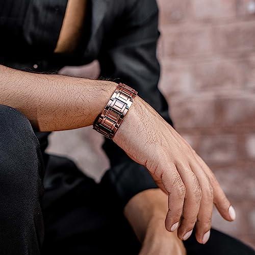 MagnetRX MagnetRX 3x Strength Copper Bracelet  99.9% Pure Copper Bracelets for Men with Magnets  Premium Foldover Clasp and Adjustable Length with Included Sizing Tool (Stealth)