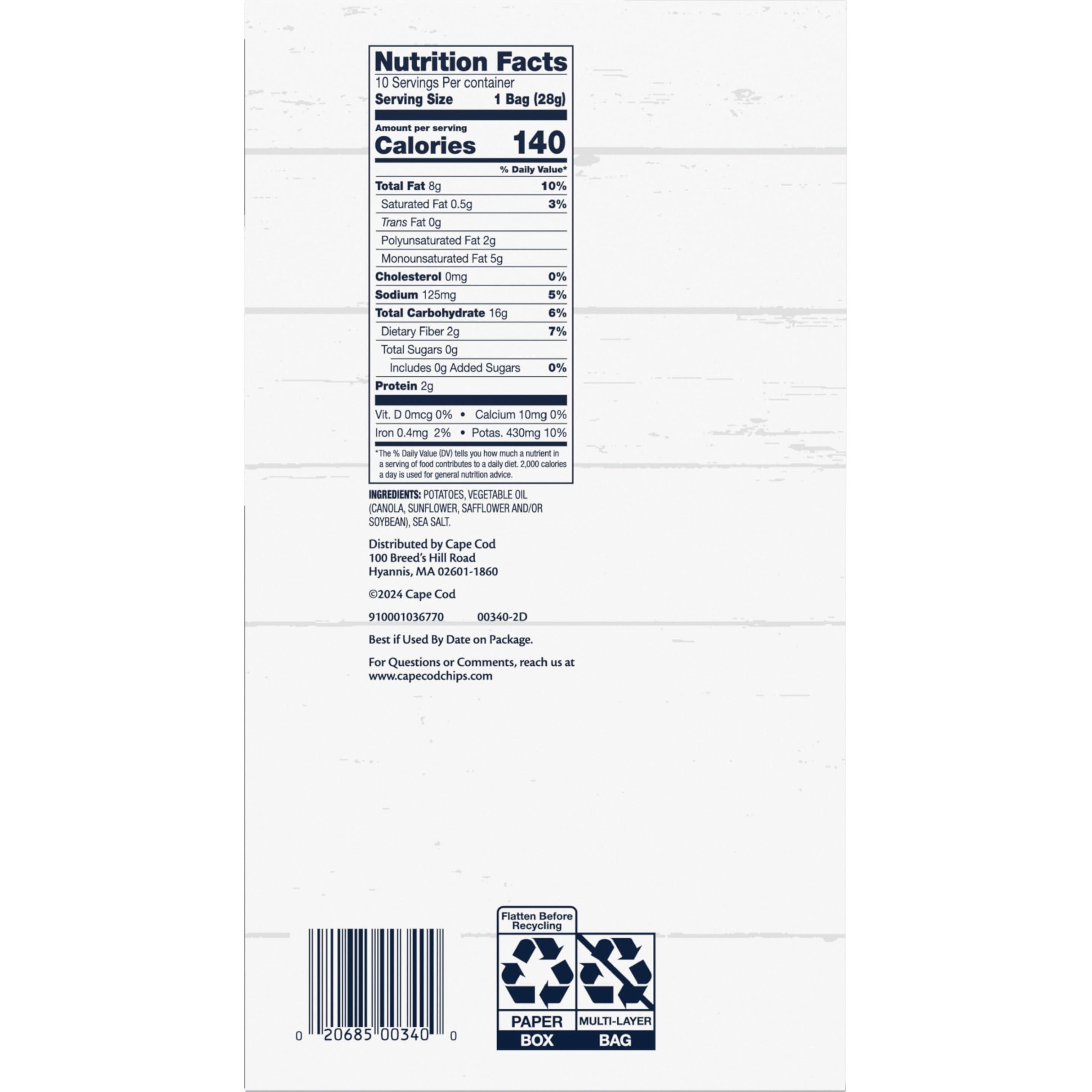 Cape Cod Cape Cod Potato Chips Original, 1 Oz, 10 Ct