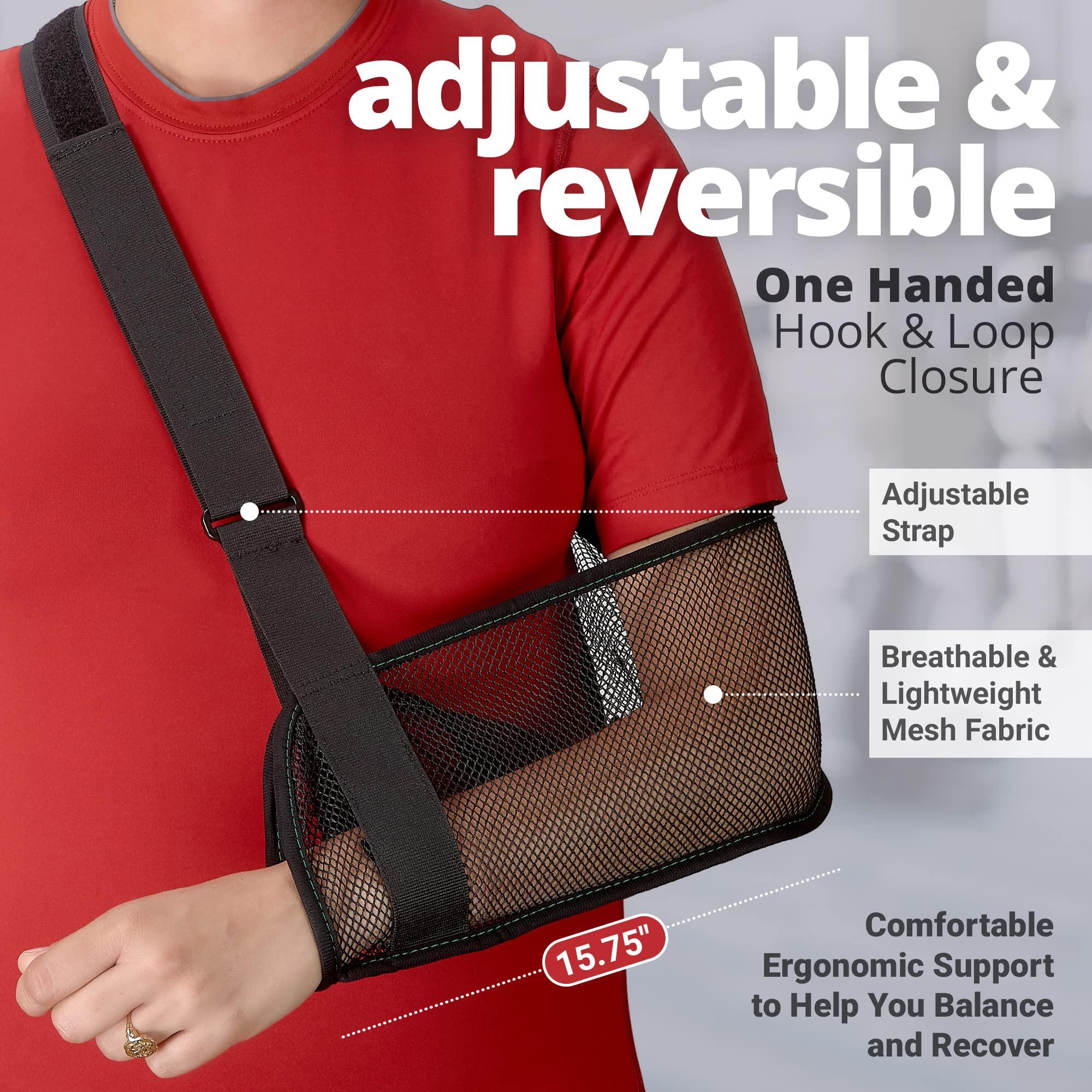 MEDca Mesh Arm Shoulder Sling - Shoulder Immobilizer for Shower - Adjustable Arm Brace Support for Rotator Cuff, Elbow and Other Injury Right/Left & Splint Elevation Support for Men and Women