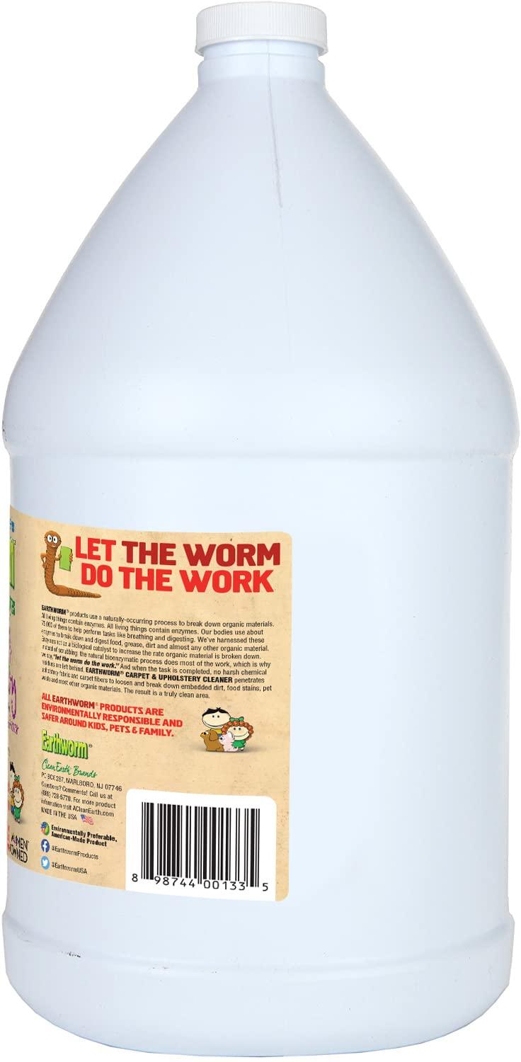 Earthworm Earthworm Carpet & Upholstery Cleaner Multi-Use Stain & Odor Remover - Natural Enzymes, Safer for Family, Environmentally Responsible - 128 oz