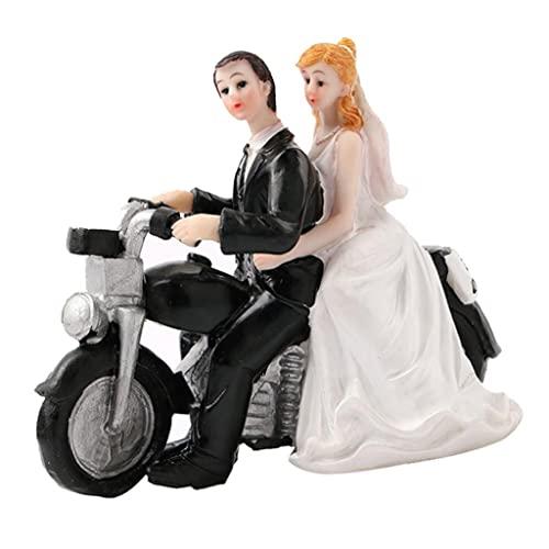 predolo predolo Bride Groom Couple Motorcycle Resin Figurine Romantic Cake Topper Party