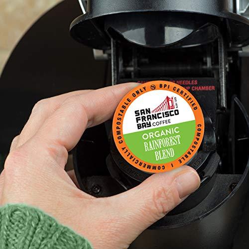 SAN FRANCISCO BAY San Francisco Bay Compostable Coffee Pods - Organic Rainforest Blend (12 Ct) K Cup Compatible including Keurig 2.0, Medium Dark Roast