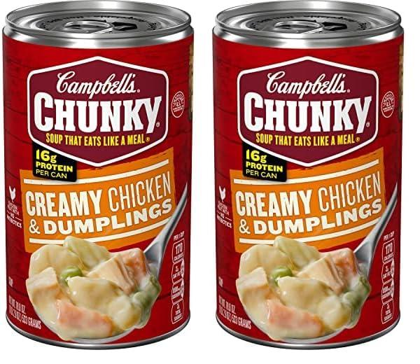 Campbell\'s Campbell\'s Chunky Soup, Creamy Chicken and Dumplings Soup, 18.8 Oz Can (Pack of 2)