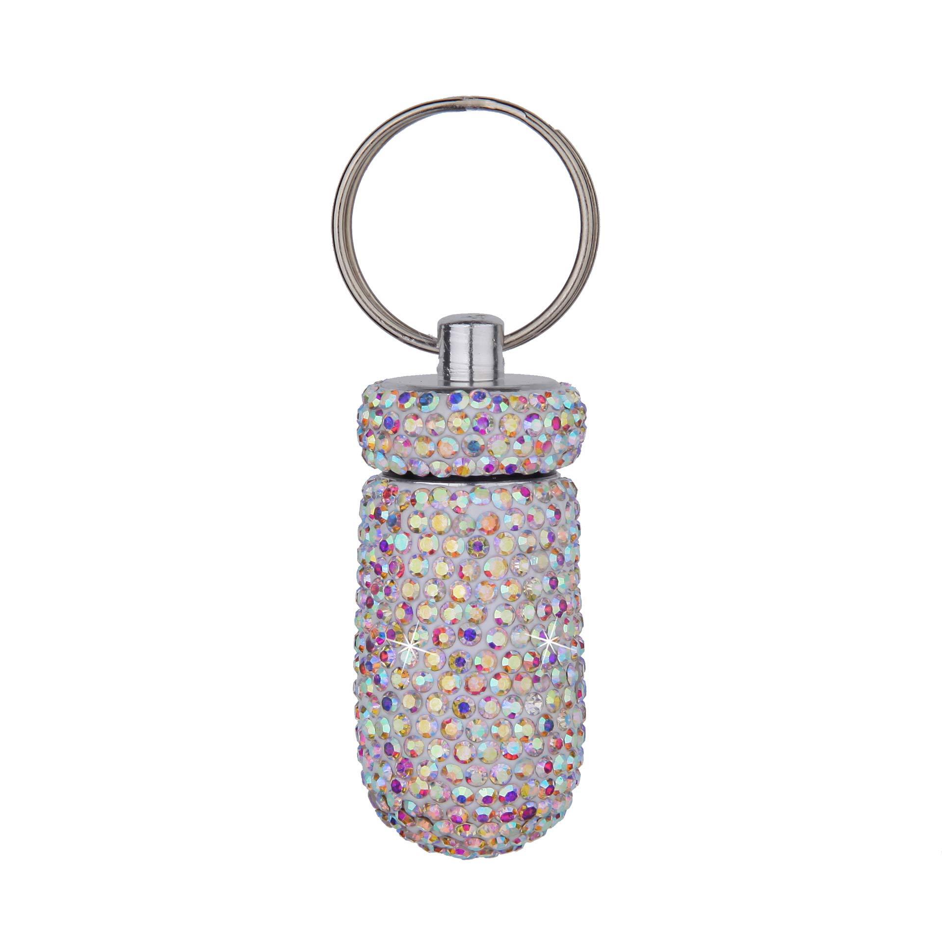 Ykybhx Ykybhx 3PCS Bling Crystal Rhinestone Portable Pill Case Pill Container Waterproof Pill Holder with Keychain Glitter Travel Pill Box Small Medicine Dispenser Bottle Storage for Outdoor Camping Travel,2