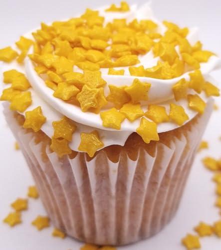 NCS NCS Dark Gold Star Edible Sprinkles, 8 ounces - Great for Cupcakes, Cookies, Cakes, Cakes Pops (Stars - Gold)