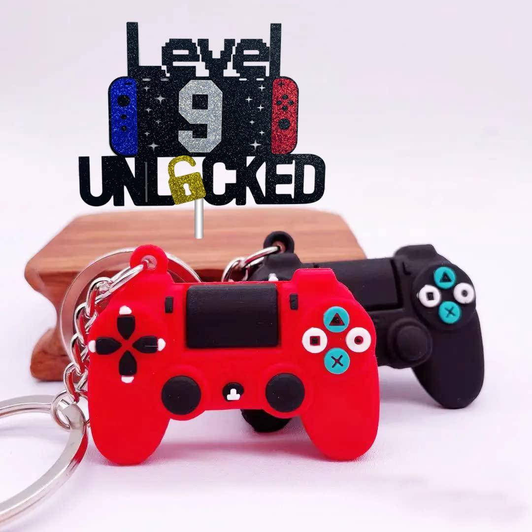 YzYbuaego Happy 9th Birthday Video Game Cake Topper Level 9 Unlocked Cake Topper for Kids Boys Girls 9-Years-Old Birthday Party Decoration
