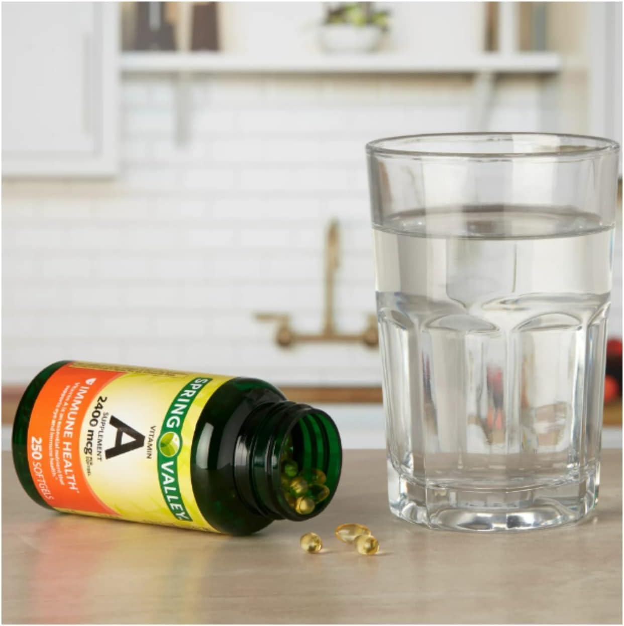 Generic Spring Valley Vitamin A Supplement 2400 mcg, 250 Count +VLS Sticker.